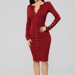 Fashion Nova Burgundy Red Midi Sweater Dress 1xl
